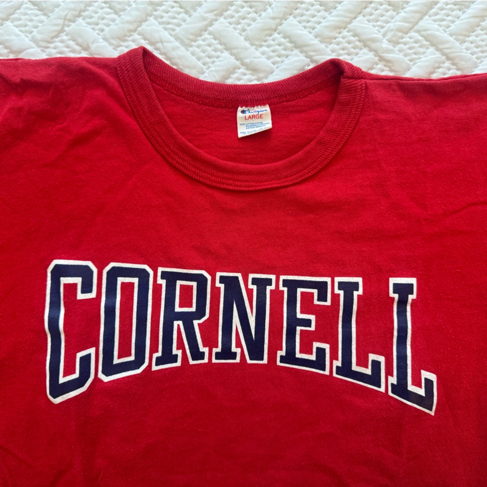 Vintage 80s Red Champion Cornell University T-Shirt L Single Stitch USA Made L